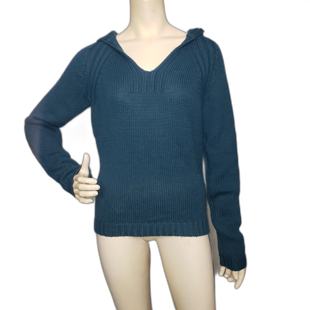 90's MODA INTERNATIONAL Hooded Wool Blend Sweater Womens Size Large